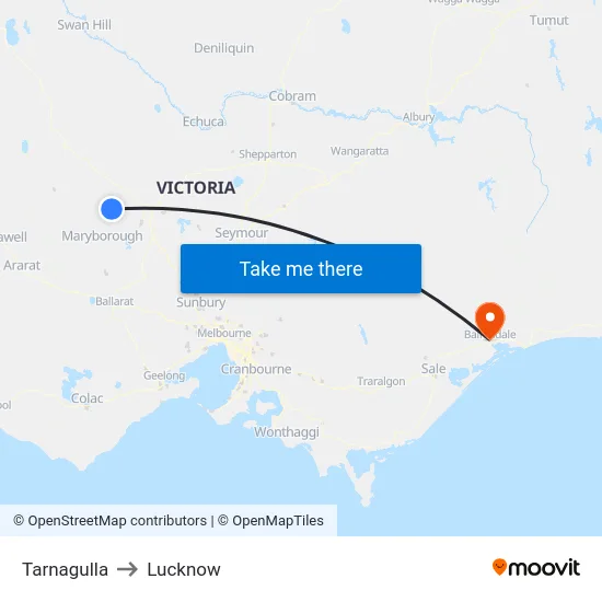 Tarnagulla to Lucknow map
