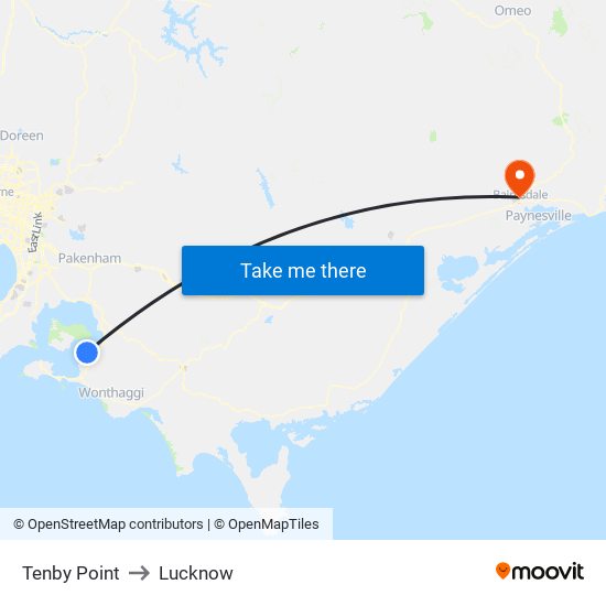 Tenby Point to Lucknow map