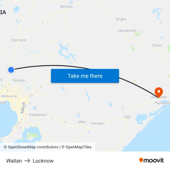 Wallan to Lucknow map