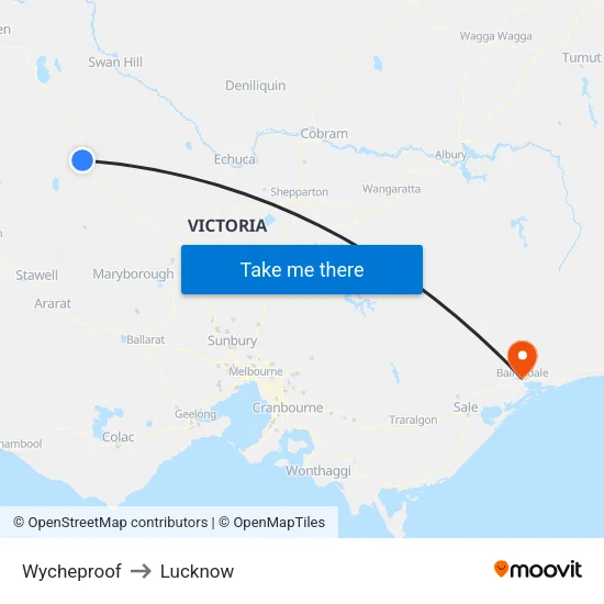 Wycheproof to Lucknow map