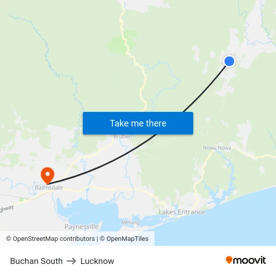 Buchan South to Lucknow map