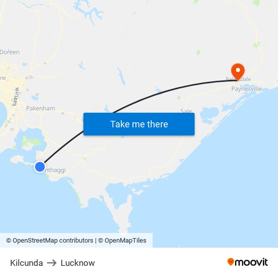 Kilcunda to Lucknow map