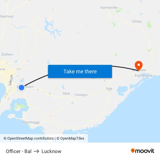 Officer - Bal to Lucknow map