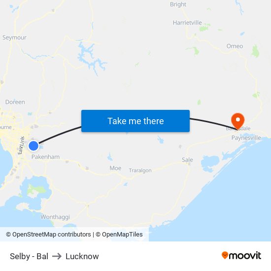 Selby - Bal to Lucknow map