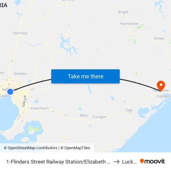 1-Flinders Street Railway Station/Elizabeth St (Melbourne City) to Lucknow map