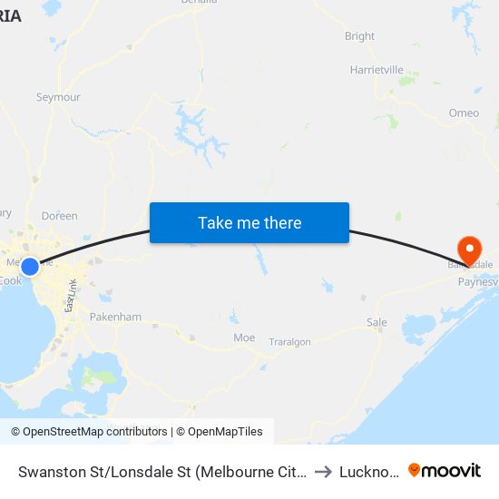 Swanston St/Lonsdale St (Melbourne City) to Lucknow map