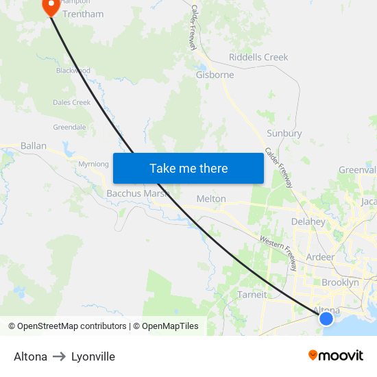 Altona to Lyonville map