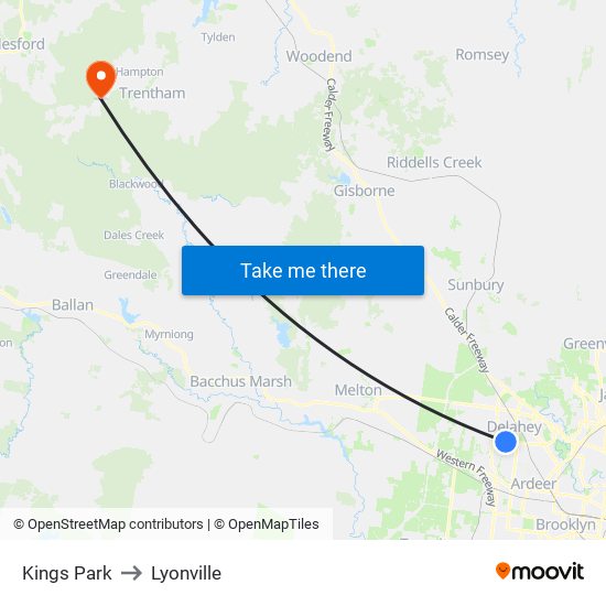 Kings Park to Lyonville map