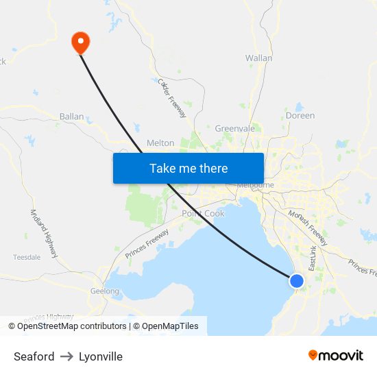 Seaford to Lyonville map