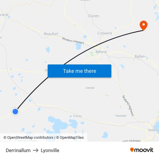 Derrinallum to Lyonville map