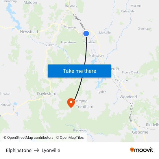 Elphinstone to Lyonville map