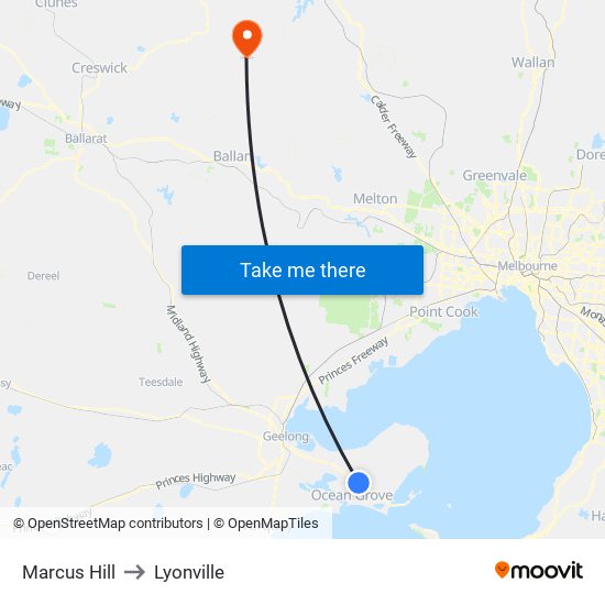 Marcus Hill to Lyonville map