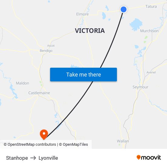 Stanhope to Lyonville map