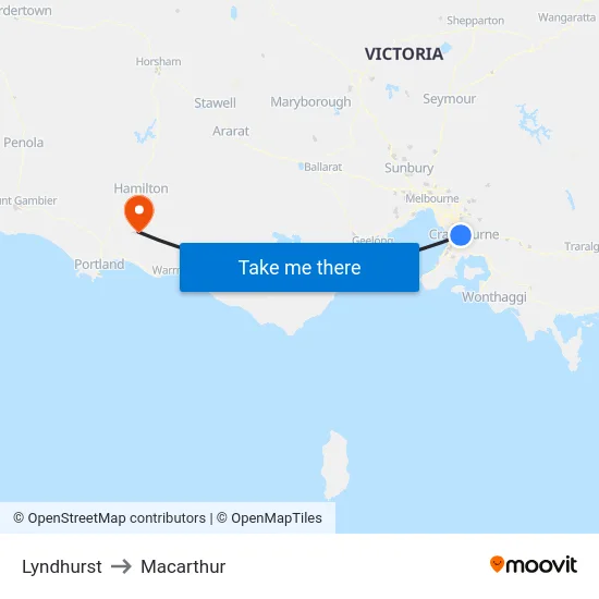 Lyndhurst to Macarthur map