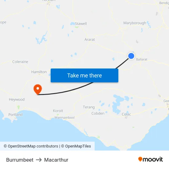 Burrumbeet to Macarthur map
