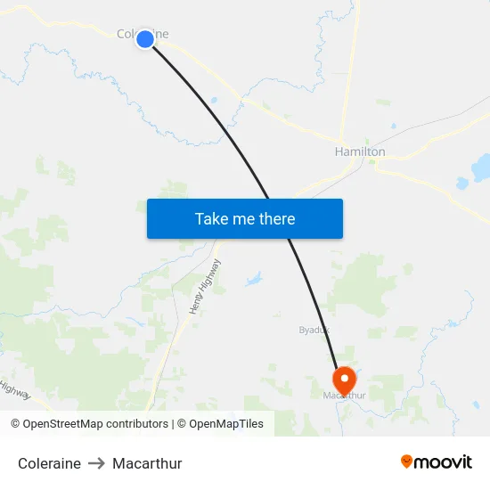 Coleraine to Macarthur map