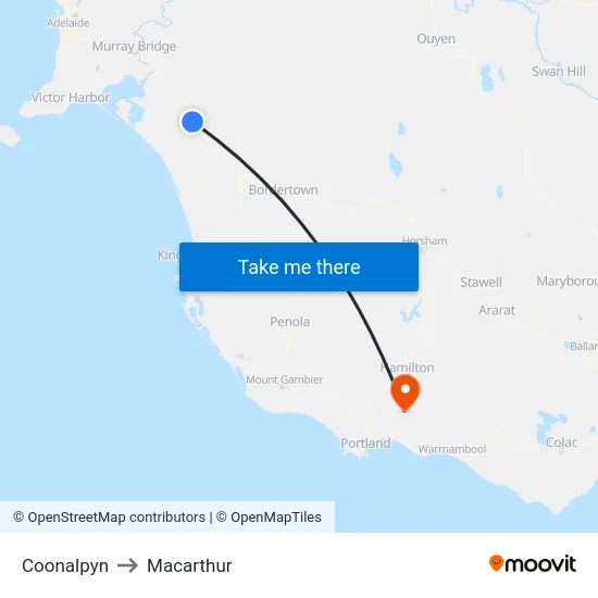 Coonalpyn to Macarthur map