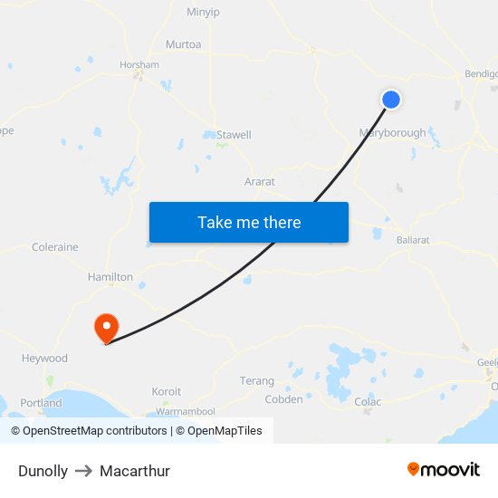 Dunolly to Macarthur map