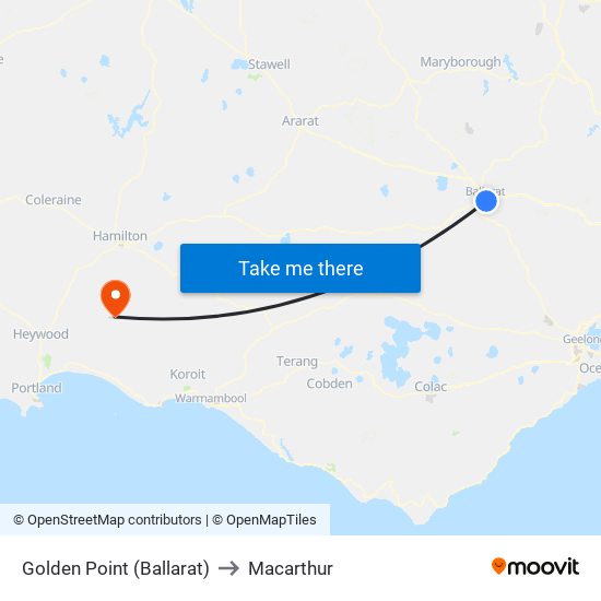 Golden Point (Ballarat) to Macarthur map