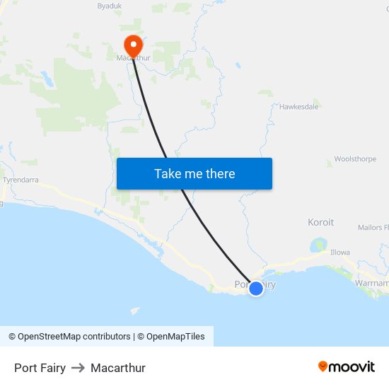 Port Fairy to Macarthur map