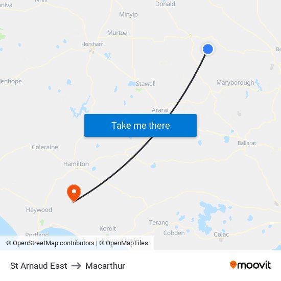 St Arnaud East to Macarthur map