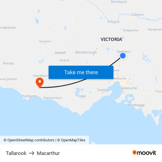 Tallarook to Macarthur map