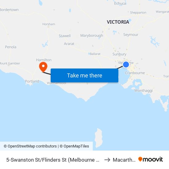 5-Swanston St/Flinders St (Melbourne City) to Macarthur map