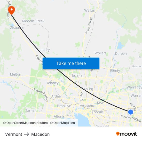 Vermont to Macedon map