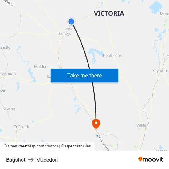 Bagshot to Macedon map
