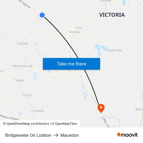Bridgewater On Loddon to Macedon map
