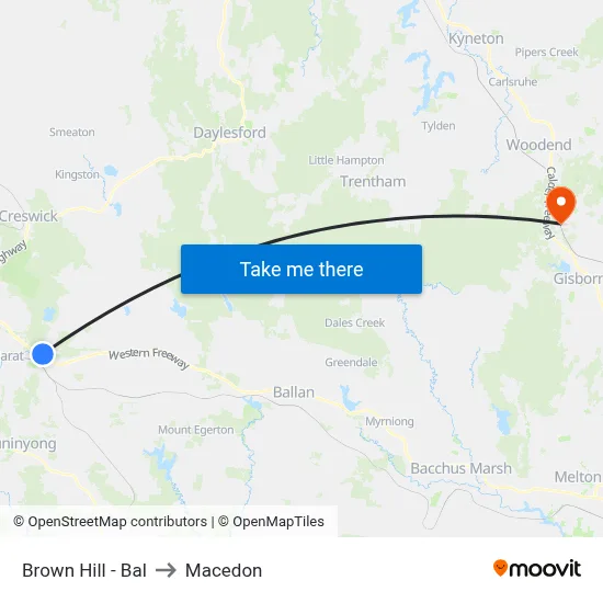 Brown Hill - Bal to Macedon map