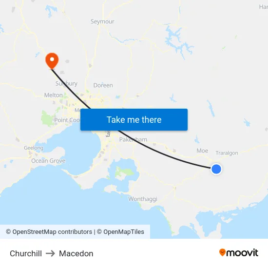 Churchill to Macedon map