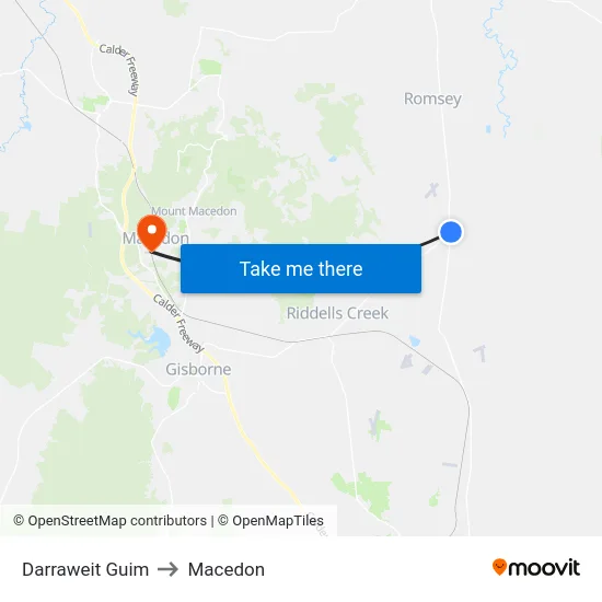 Darraweit Guim to Macedon map