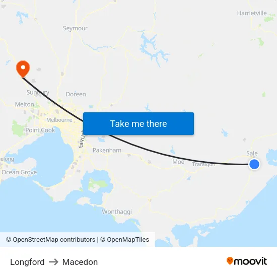 Longford to Macedon map