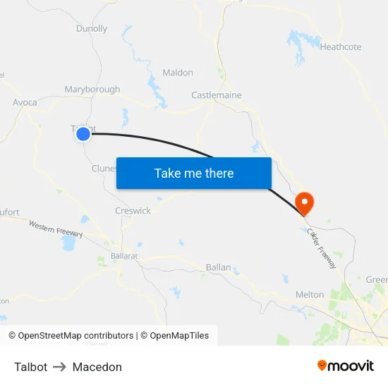 Talbot to Macedon map