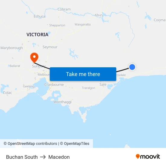 Buchan South to Macedon map