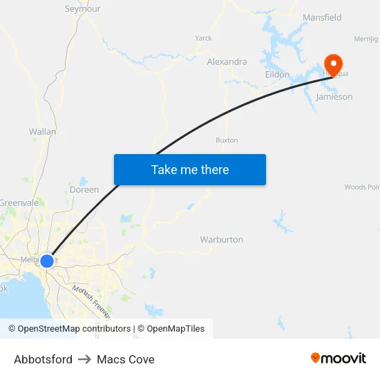 Abbotsford to Macs Cove map