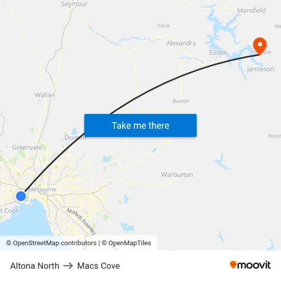 Altona North to Macs Cove map