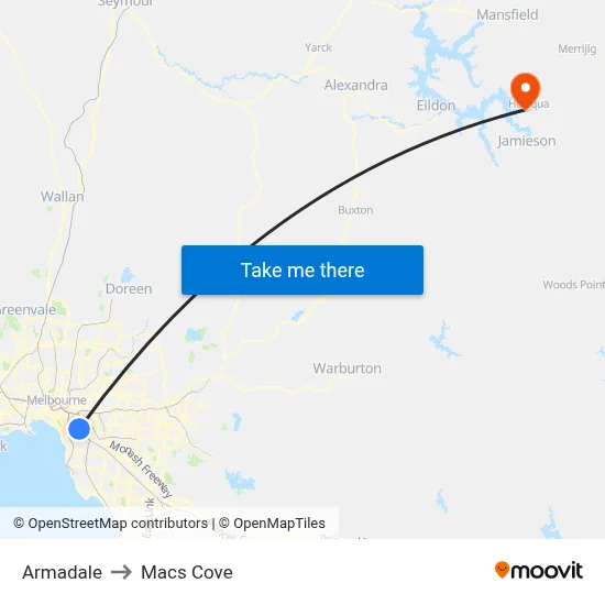 Armadale to Macs Cove map