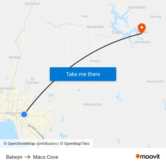 Balwyn to Macs Cove map