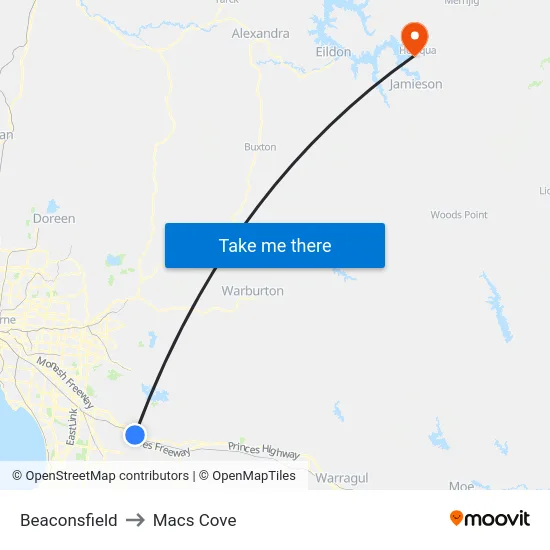 Beaconsfield to Macs Cove map
