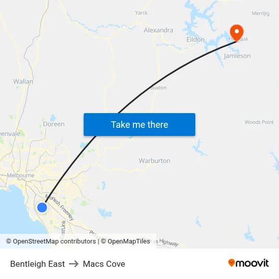 Bentleigh East to Macs Cove map