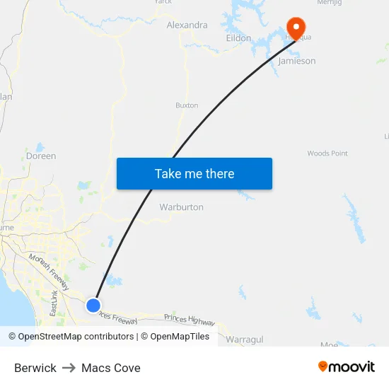 Berwick to Macs Cove map