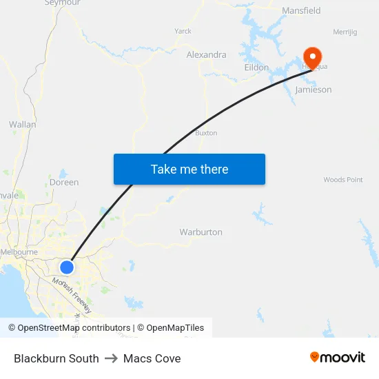 Blackburn South to Macs Cove map