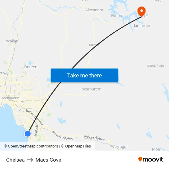 Chelsea to Macs Cove map