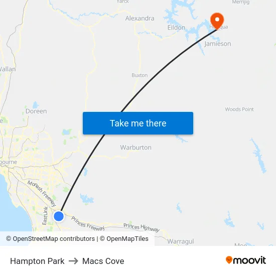 Hampton Park to Macs Cove map