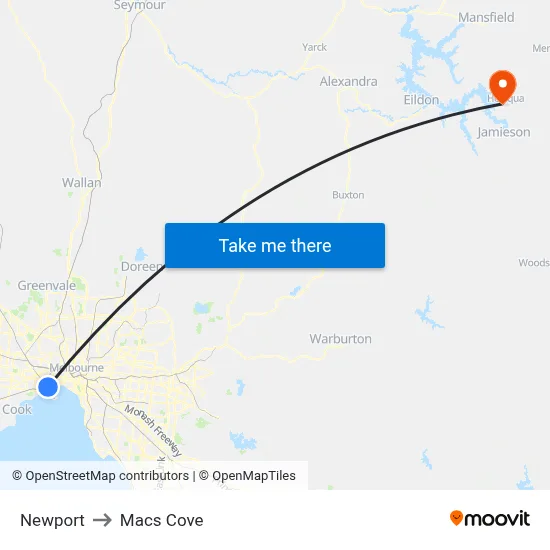 Newport to Macs Cove map