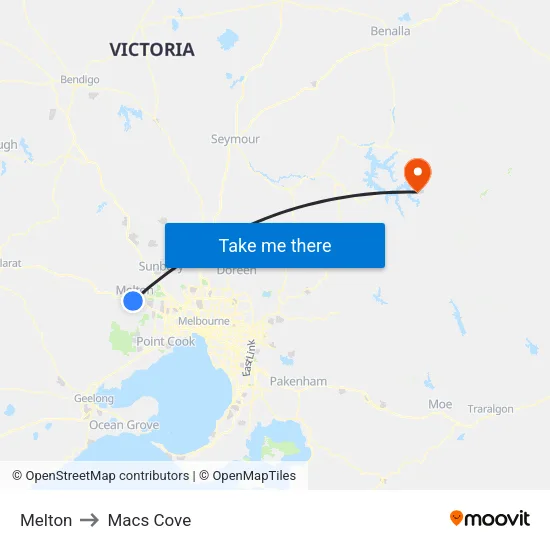 Melton to Macs Cove map