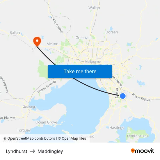 Lyndhurst to Maddingley map