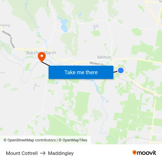 Mount Cottrell to Maddingley map